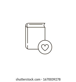 Book icon with a heart. Favorite book. For web interface. Editable Stroke.