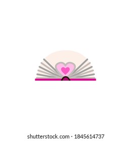 Icono de libro con corazón. Ilustración vectorial.