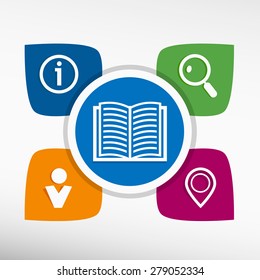 Book icon and icons set vector illustration. Modern Flat style 