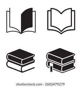 Book icon illustration set on a white background  