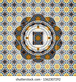 book icon inside arabesque badge background. arabic decoration.
