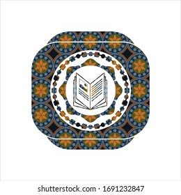 icono del libro dentro de la placa arabesca. decoración árabe.