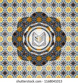 book icon inside arabesque emblem. arabic decoration.