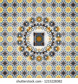 book icon inside arabesque emblem background. arabic decoration.
