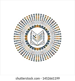 book icon inside arabesque emblem background. arabic decoration.