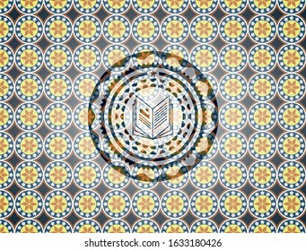 book icon inside arabesque emblem. arabic decoration.