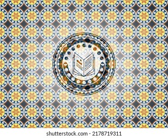Buchsymbol auf arabesque Emblem Hintergrund. arabische Dekoration. 