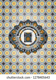 book icon inside arabesque style emblem. arabic decoration.