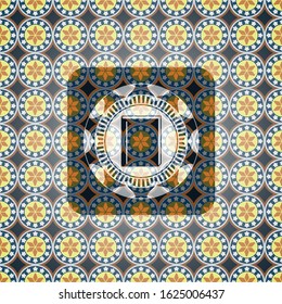 book icon inside arabesque style badge. arabic decoration.