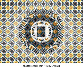book icon inside arabic emblem background. Arabesque decoration. 