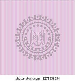 book icon inside badge with pink background