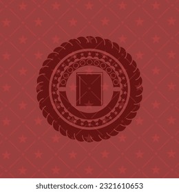 book icon inside badge with red background. 
