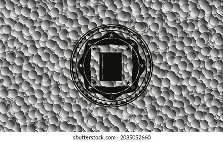 book icon inside black badge with bubbles background. Vector Illustration. Detailed. 