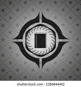 book icon inside black emblem. Vintage.
