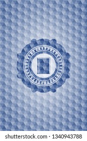 book icon inside blue hexagon emblem.