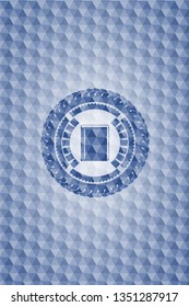 book icon inside blue hexagon emblem.