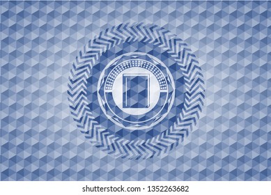 book icon inside blue hexagon badge.
