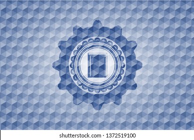 book icon inside blue hexagon badge.