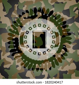 book icon inside camo texture. 