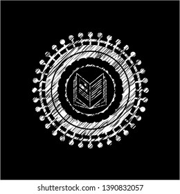 book icon inside chalkboard emblem