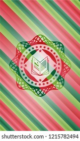 book icon inside christmas colors emblem.