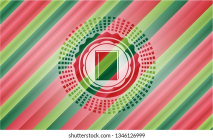 book icon inside christmas colors style badge.