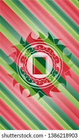 book icon inside christmas colors style badge.