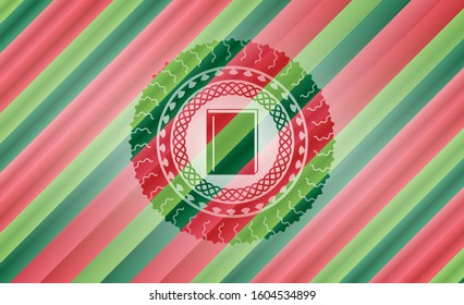 book icon inside christmas colors style emblem.