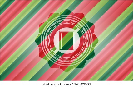 book icon inside christmas emblem background.