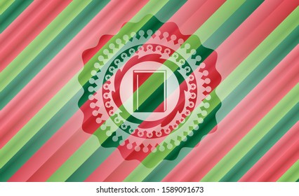 book icon inside christmas style emblem.