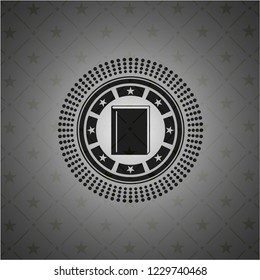 book icon inside dark badge or emblem