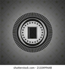book icon inside dark badge. 
