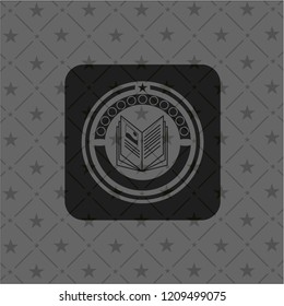 book icon inside dark emblem