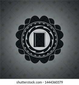 book icon inside dark emblem. Retro