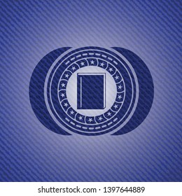 book icon inside denim background
