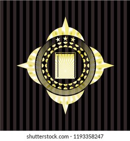 book icon inside gold badge or emblem