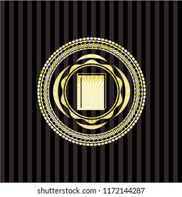 book icon inside gold emblem