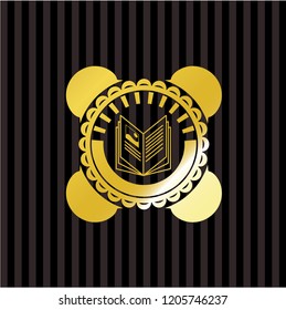 book icon inside gold shiny emblem
