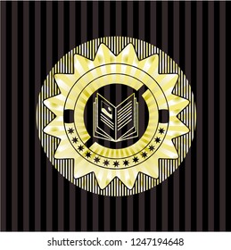 book icon inside gold shiny badge