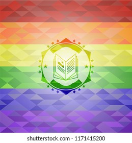 book icon inside lgbt colors emblem 