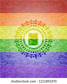 book icon inside lgbt colors emblem 