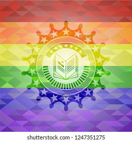 book icon inside lgbt colors emblem 