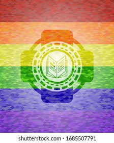 book icon inside lgbt colors emblem 