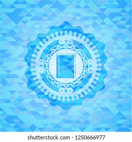 book icon inside light blue mosaic emblem