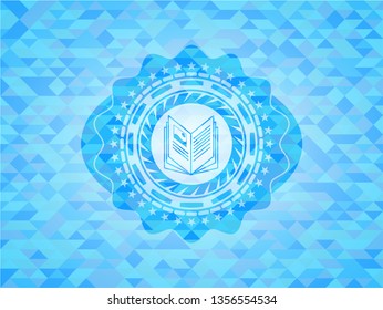 book icon inside light blue mosaic emblem