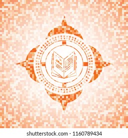 book icon inside orange mosaic emblem