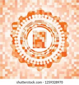book icon inside orange mosaic emblem