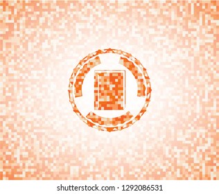 book icon inside orange mosaic emblem