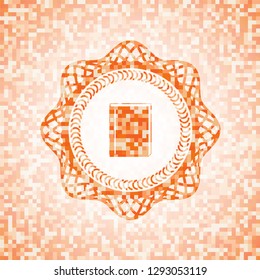 book icon inside orange mosaic emblem