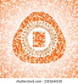 book icon inside orange mosaic emblem with background